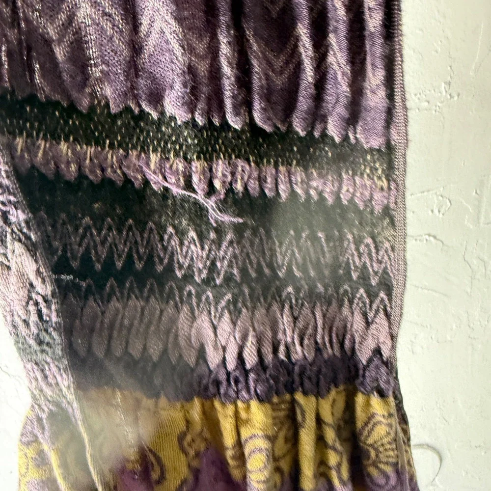 Purple Floral Fringe Scarf Chevron Print Boho Bohemian Hippie Shawl‎ Scarf